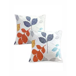 HOKIPO White & Red 2 Pieces Floral Printed Square Cushion Covers-picture-34
