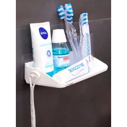 HOKIPO White Solid Plastic Bathroom Caddy-picture-27