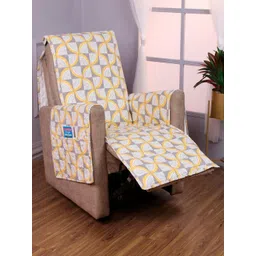 HOKIPO Yellow & White Printed Sofa Cover With Arms-picture-24