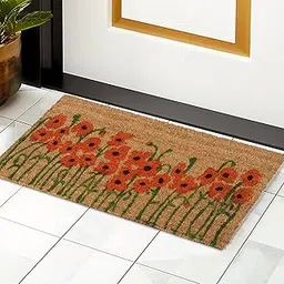 HOKIPO Large 45X75 Natural Coconut Coir Inside Outside Mats For Entrance Main Door Mat, Orange (In-480-Or, Rectangular)-picture-28