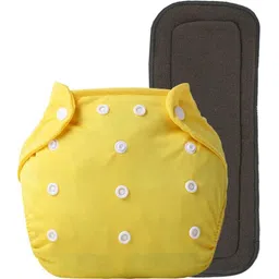 hokista Reusable Cloth Diaper with Black Insert Pad for babies (0 to 36 months) (YELLOW)-picture-11