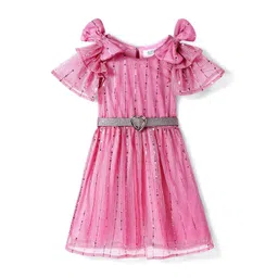 Hola Bonita Cold-Shoulder Net Fit & Flare Dress-picture-16