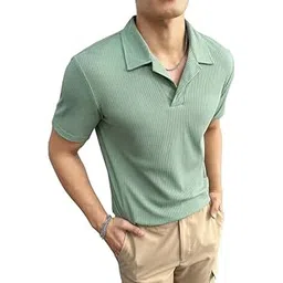 Holdit Polo Neck Solid Half Sleeve Cotton Men's Regular Fit T-Shirt (H-T10-Green-Xl)-picture-45
