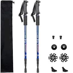 Holy Delight Trekking Poles, Collapsible Lightweight Shock-Absorbent Hiking Walking Sticks Adjustable Aluminum Hiking Poles for Women Men Kids, 2 Pack, with 10 Replacement Tips(Blue)-picture-10