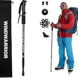 HOLYDELIGHT Adjustable Trekking Poles – Lightweight Aluminum Hiking Sticks with Shock Absorbers & Terrain Tips – Foldable Walking Poles for Men, Women & Kids with Storage Bag (Black, Set of 1) image 1