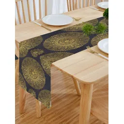 HOMADORN Black & Green Ethnic Motifs Table Runner-image-35