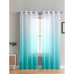 HOMADORN Blue & White Set of 2 Sheer Door Curtain-picture-22