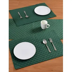 HOMADORN Green 5 Pieces Geometric Velvet Table Runner With Placemats-image-25