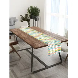 HOMADORN Green & White Striped 4-Seater Table Runner-image-17