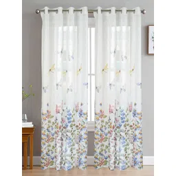 HOMADORN Multicoloured & White Set of 2 Floral Sheer Window Curtain-picture-40