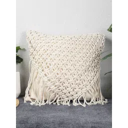 HOMADORN Off White Ethnic Motifs Square Cushion Covers-picture-30