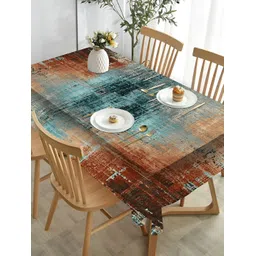 HOMADORN Teal Green & Brown Abstract 4-Seater Table Cover-image-31