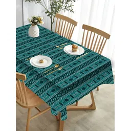 HOMADORN Teal Green Printed 6-Seater Table Cover-image-10