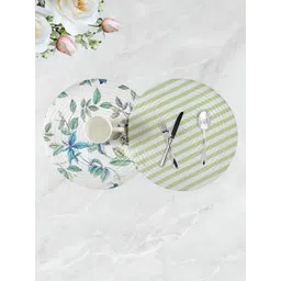 HOMADORN  White & Green 2 Pcs Ethnic Motifs Round Table Placemats-image-36