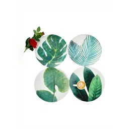 HOMADORN White & Green 4 Pieces Floral Round Table Placemats-image-40