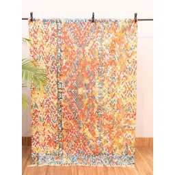 HOMADORN Yellow & Orange Colored Printed No Shredding Dhurrie-picture-29