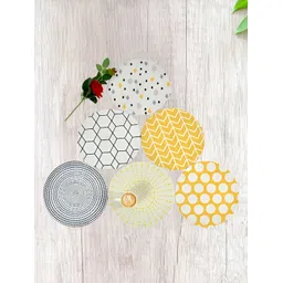 HOMADORN  Yellow & White 6 Pcs Geometric Round Table Placemats-picture-11