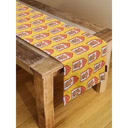 HOMADORN Yellow & White Digital Printed Table Runner-picture-13