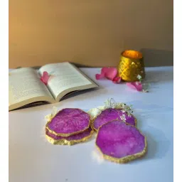 home arte Crystal Agate Stone Gold Platted Coaster Set of 4 Table Coaster for Bar Beer Coffee Tea Drinking Coasters for Dining Table Hot Pots -Pink-picture-15