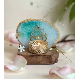 home arte Green Stone Figurine Tea light Holder-picture-10