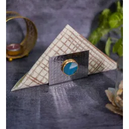 home arte Metal Tissue Holder with Agate for Dining Table Turquoise-picture-11