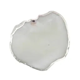 home arte Silver Plated Brazilian Natural White Agate Coaster Set for Tea Cups, Coffee Mugs Set of 4 image 2