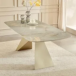 Home Centre 6 Seater Homeshores Ceramic Top Dining Table | Ceramic Top Dining Tables for Dining Room|(Gold) 1 Year Warranty-image-8