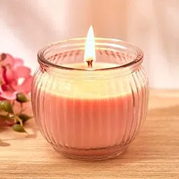 Home Centre Colour Refresh Rose Scented Ribbed Jar Candle-image-40