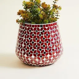 Home Centre Corsica Mosaic Red Textured Abstract Mosaic Vase-picture-25