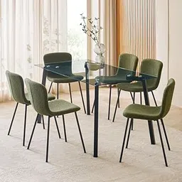 Home Centre Helios Paul Set of 6 Fabric Dining Chairs - Green-image-27