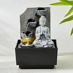Home Centre Alpine Carnival Polyresin Buddha Water Fountain - 12.7x12.3x18.2cm-image-38