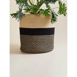 Home Centre Black & Beige Braided Polypropylene Floor Planter-picture-29
