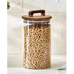 home centre Borosilicate Glass Jar with Acacia Wood Lid-picture-43