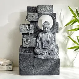 Home Centre Corsica Alpine Polyresin Buddha Fountain - 26x18x44cm-picture-22