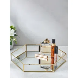 Home Centre Gold-Toned & Transparent Orion Tribeca Glass Hexagonal Storage Tray-image-1