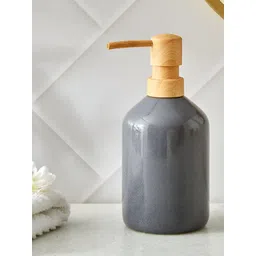 Home Centre Grey & Beige Solid Ceramic Soap Dispenser image 1