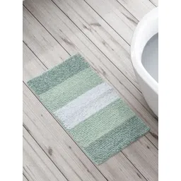Home Centre Pristine Melange Green & White Striped Rectangular Bath Rugs-picture-24