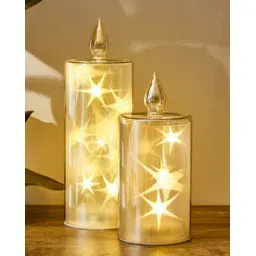 home centre Set of 2 Glass LED Candle Light Table Lamps-picture-11
