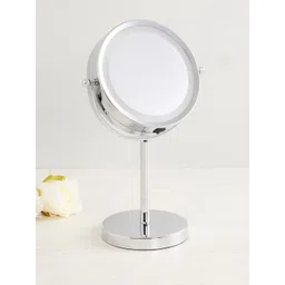 Home Centre Silver-Toned Solid Double Vanity Mirror With LED Light-image-32