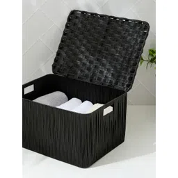 Home Centre Wilton Camroon Black Woven-Designed Storage Basket With Lid-picture-19