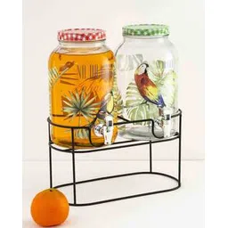 Set of 2 Glass Dispenser with Metal Lid & Water Tap-image-1