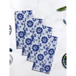 HOME COLORS.IN 4-Pcs Navy Blue & White Daisy Floral Printed KitchenTowels-picture-24