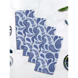 HOME COLORS.IN 4-Pcs Navy Blue & White Paisley Printed Kitchen Towels-picture-26