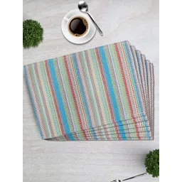 HOME COLORS.IN 6 Pcs Blue &Red Ribbed Cotton Heat Resistant Table Placemats-picture-37