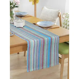 HOME COLORS.IN Blue & White Striped Rectangular Table Runner-picture-18