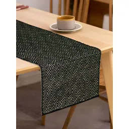 HOME COLORS.IN Green & Black Printed Rectangular Table Runner-picture-32