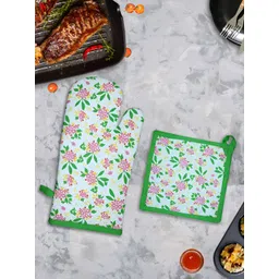 HOME COLORS.IN Green & Purple Printed Oven Glove & Pot Holder-picture-22