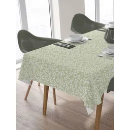HOME COLORS.IN Green & White Floral Printed Cotton 6-Seater Table Cover-picture-17