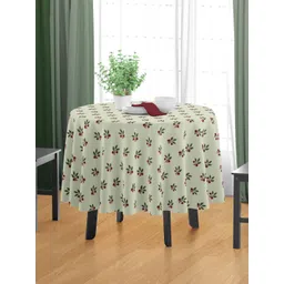 HOME COLORS.IN Green Cotton Round 4-Seater Table Cover-picture-35