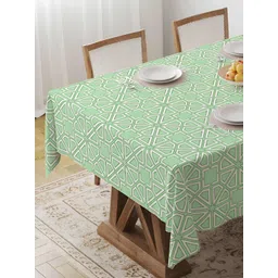 HOME COLORS.IN Green Geometric Printed Cotton 4-Seater Table Cover-picture-28
